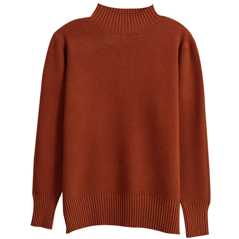 Женский вязаный кашемировый пуловер с высоким воротником корейский стиль