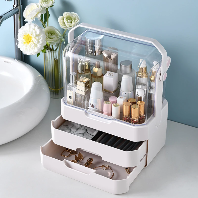 

Cosmetic Storage Drawer Plastic Dustproof Makeup Organizer Large Capacity Jewelry Lipstick Face Mask Storage Case Home Organizer