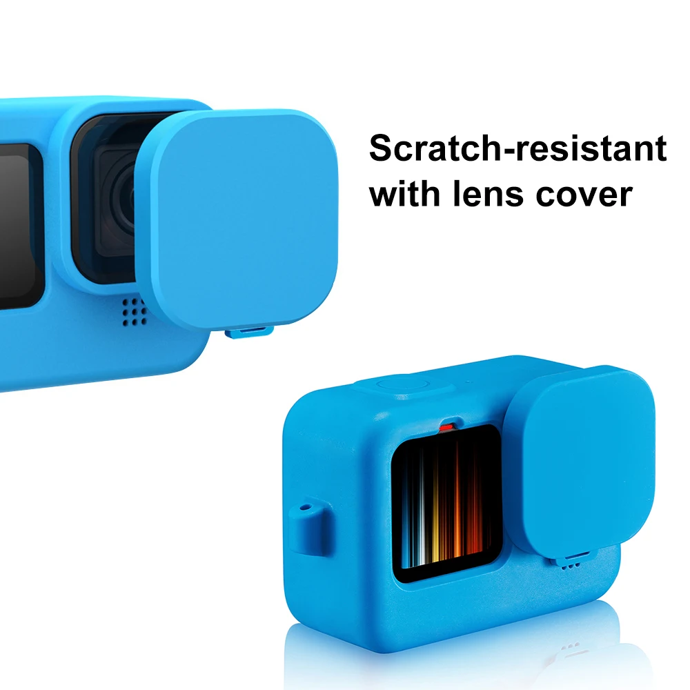 

PULUZ Brand Silicone Case for GoPro HERO 9 Camera Silicone Protector Black/Blue Color Lens Cover + Hand Strap GoPro9 Accessories