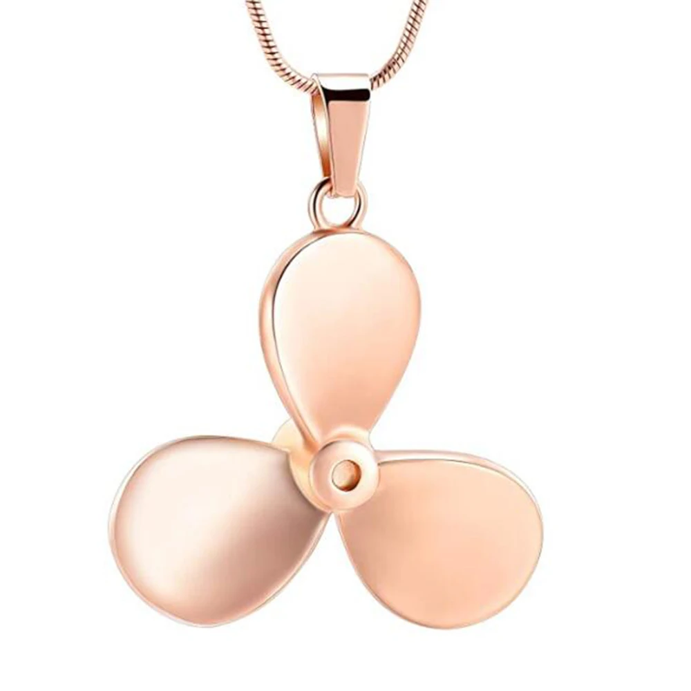 

High Polished 316L Stainless Steel Propeller Cremation Jewelry For Ashes Of Loved Ones Keepsake Memorial Urn Necklace Men