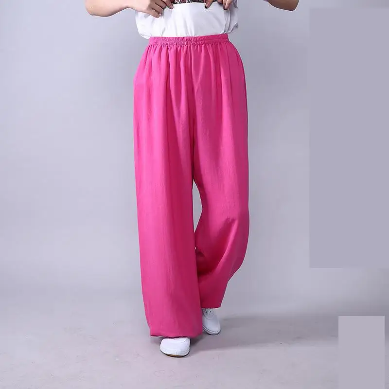 

Брюки женские/мужские хлопково-льняные, однотонные Свободные повседневные штаны для выступлений в стиле кунг-фу, традиционный китайский та...