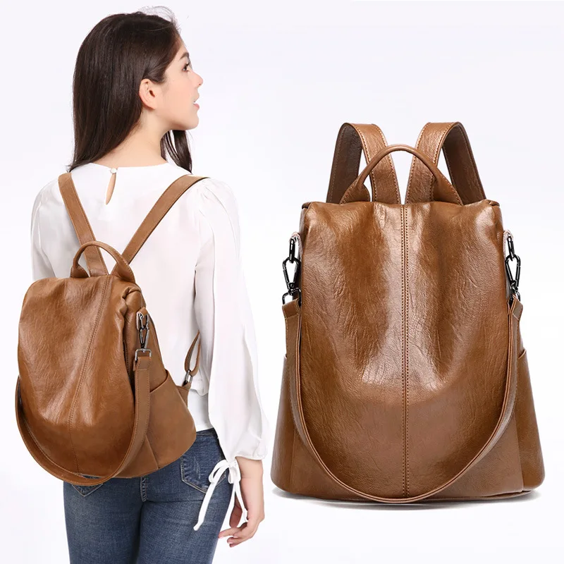 Женский рюкзак mochila feminina повседневный многофункциональный женский кожаная