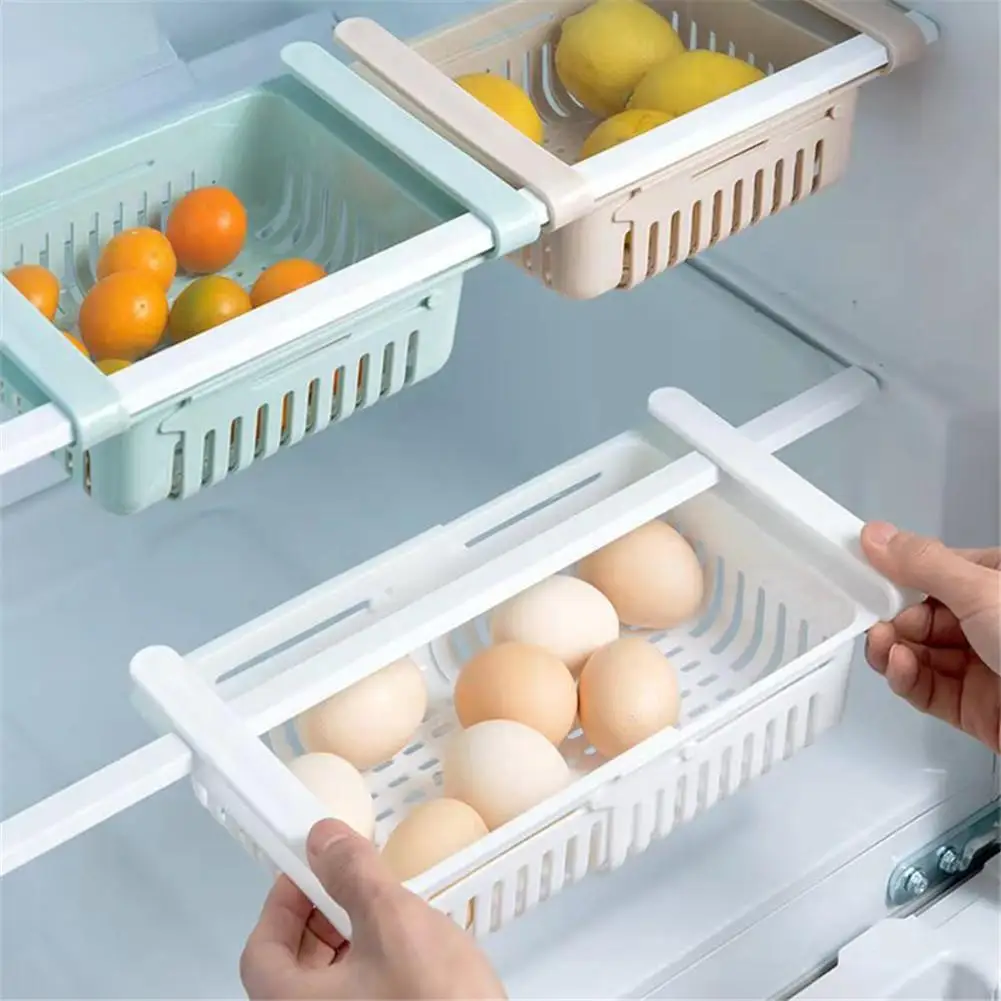 

Adjustable Fridge Organizer Fresh Spacer Layer Stretchable Storage Rack Drawer Basket Refrigerator Pull-out Drawers For Kitchen