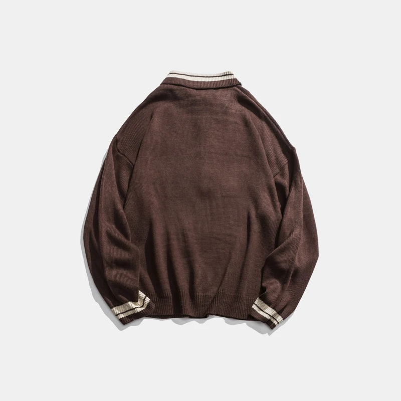 Мужской пуловер в стиле ретро акриловый воротник поло большие размеры хип-хоп