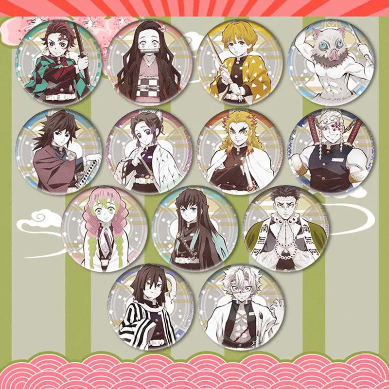 

1Pc 13 Types Demon Slayer Brooch Pins Brand New Styel Kimetsu No Yaiba Broche Fan's Gift