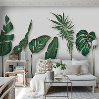 custom photo wallpaper nordic modern abstract hand painted plant leaves creative light luxury living room tv 3d background wall