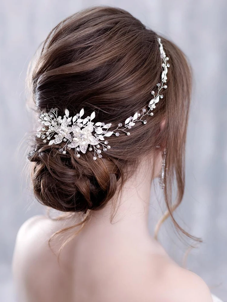 SLBRIDAL ручная работа 3 цвета хрустальные стразы жемчуг свадебные аксессуары для