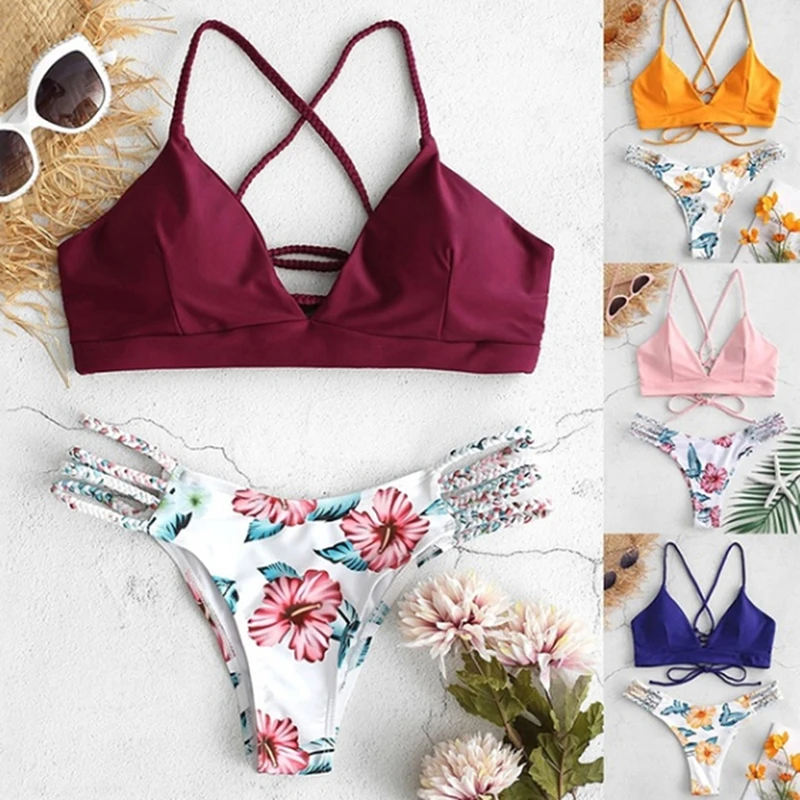 

Women's Swimming Suit Sexy Bikini Swimsuit Women Swimwear Bikini Set Printing Push-Up Padded Bathing Swimsuit Beachwear