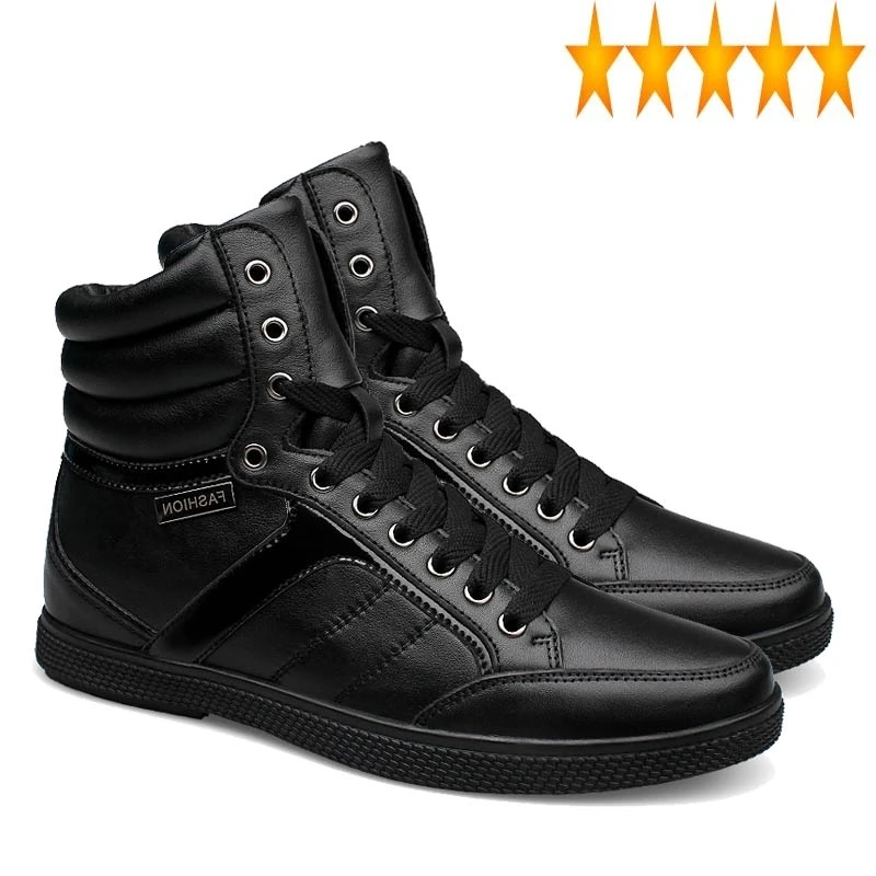 

Casual High Warm Top Winter Men Lace Up Male Genuine Leather Breathable Retro Shoes Footwear Fashion Punk Large Size 48