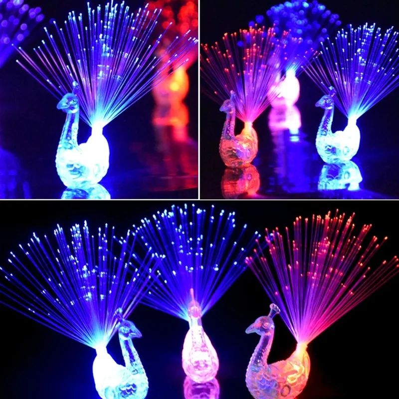 

1PCS LED Glow Peacock Finger Light Luminous Ring Lamp Toy Flash Kid Fluorescent Shiny Neon Flashing Party Gift Decoration