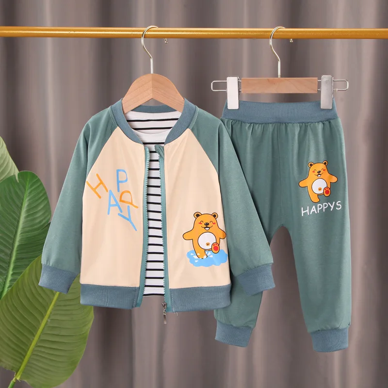 

Комплект детской одежды из трех предметов, повседневная кофта с длинным рукавом и штаны в полоску, комплект детской одежды на осень