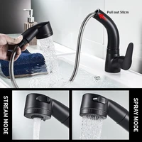 black pull out brass faucet mixer faucet hot cold water height adjustable bathroom tap 360 rotate bathroom sink tap %d1%81%d0%bc%d0%b5%d1%81%d0%b8%d1%82%d0%b5%d0%bb%d1%8c