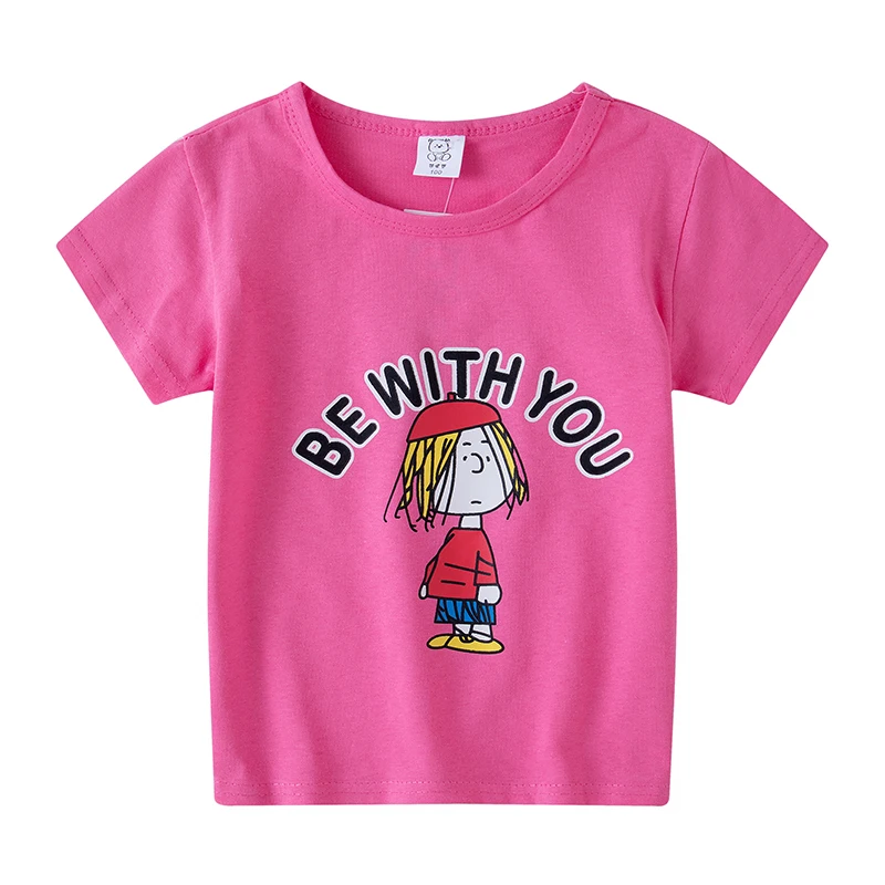 Футболка с короткими рукавами для мальчиков и девочек летняя хлопковая круглым