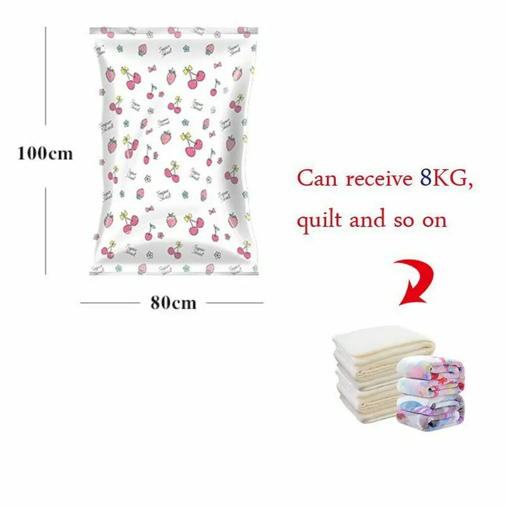 Size 80x100cm Прочные вакуумные пакеты для хранения одежды с клапаном VAC Экономия пространства прозрачный сжатый Органайзер Мешок вакуумный насос - Цвет: Size 80x100cm
