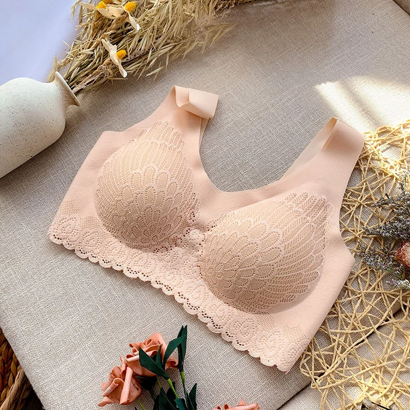 

Bras for Women No Rim Padded Yoga Sports Bra Lace Breathable Underwear Seamless Push Up Crop Top Female Fitness Gym Underwear