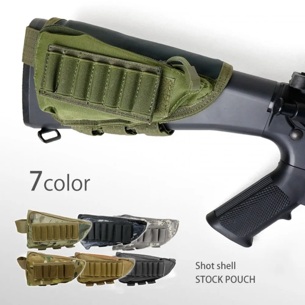 

Military Tactical Buttstock Cheek Rest Shell Pouch Gun Rifle Stock Airsoft Ammo Cartridge Carrier Shooting Hunting Bullet Holder