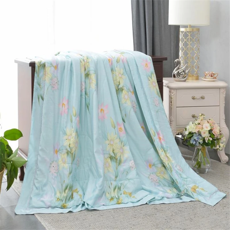 Летнее одеяло в европейском стиле из тенсела с реактивным принтом мягкое