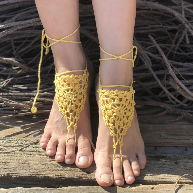 Fitshinling вязаный крючком браслет на лодыжку в стиле бохо вечерние праздничные