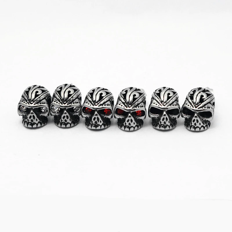 

Punk Style Red Color Crystal Eye Skeleton Skull Stud Earrings For Women Engagement Jewelry Gift Gothic Stainless Steel Eardrop