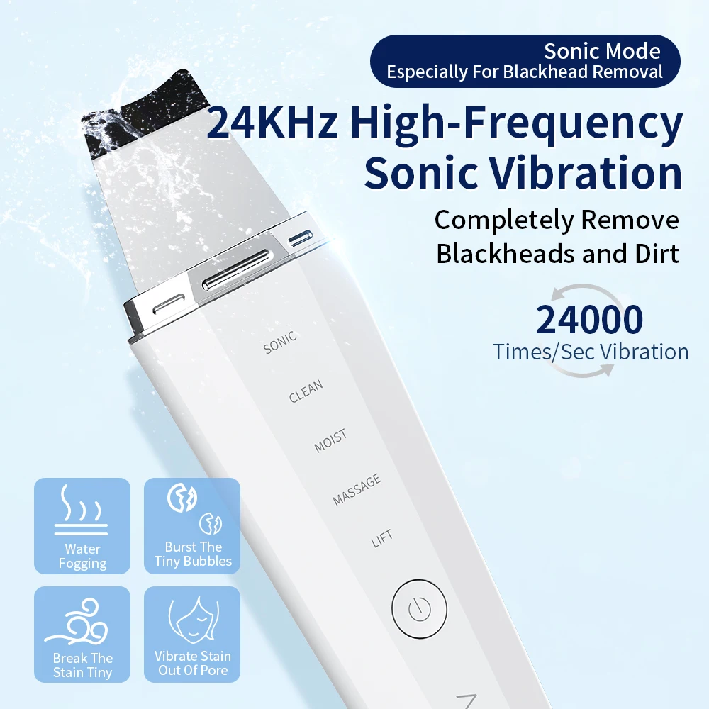 Goedkoop Anlan Ultrasone Huid Scrubber Ion Diepe Gezicht Reiniging Acne Comedondrukker 45 ℃ Warmte Facial Massage Peeling Schop Lift Machine