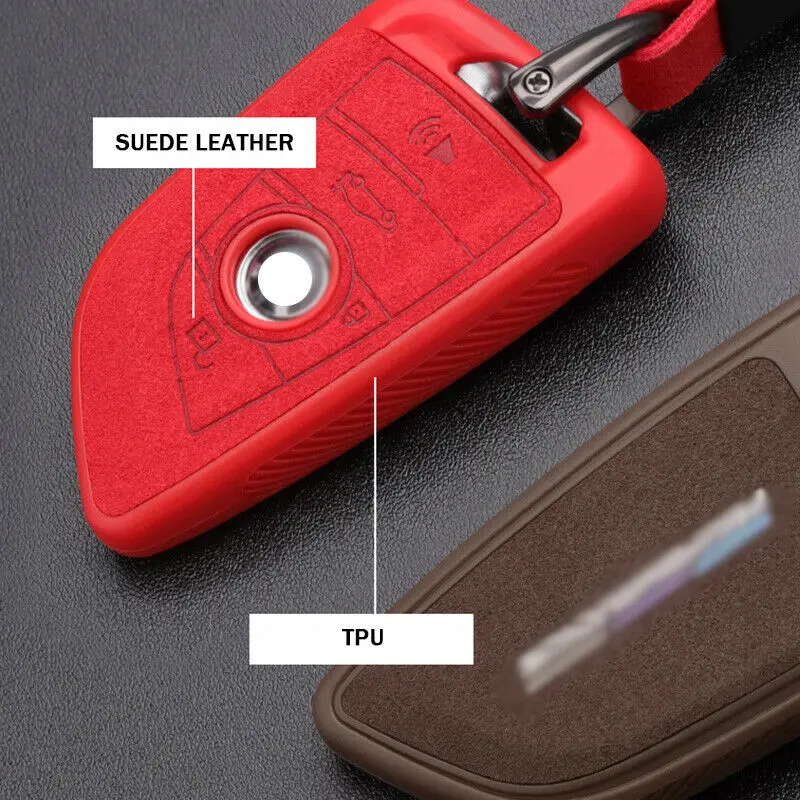 M Style Fine Suede Leather+TPU Car Key Fob Case Cover Holder Protect For BMW 520 525 F10 F30 F18 118i 320i 1 3 5 7 Series X3 X4 |