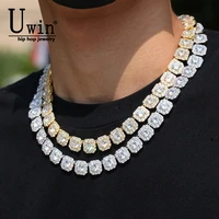 uwin 12mm square iced out flower tennis chains cubic zirconia hiphop necklacebracelet luxury copper iced out jewelry