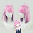 Парик Himemori Luna из аниме VTuber, термостойкие короткие прямые волосы с градиентом, розового, фиолетового цветов, для косплея девочек Hololive