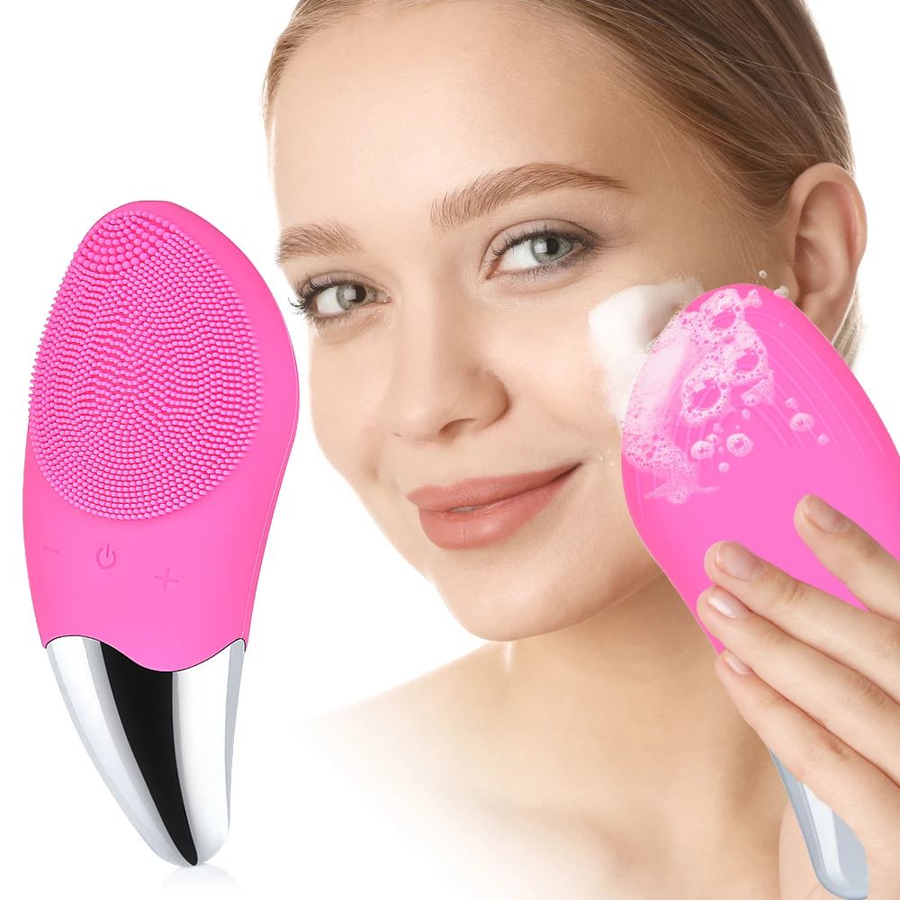 

Portable Electric Facial Cleansing Brush Silicone Sonic Face Cleaner Deep Pore Clean Skin Massager Face USB Charging Care Tools
