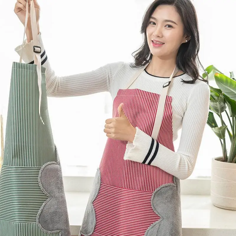 

1PC Kitchen Apron Side Wipes Oxford Cloth Durable Adjustable Waterproof Oil-proof Large Pocket Aprons Home Cooking Kitchen Tools