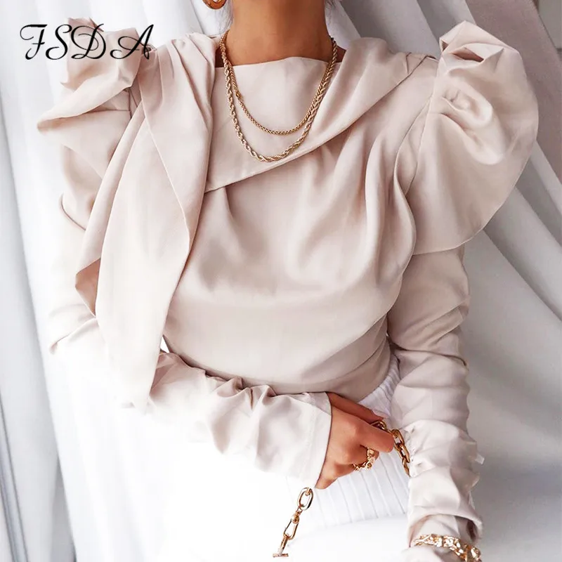 FSDA галстук бабочка с длинным пышным рукавом блузка офис для женщин Весна Лето