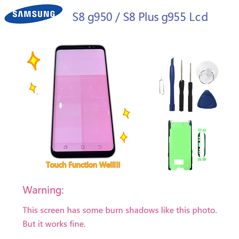 

Original 100% For Samsung S8 S8 Plus G950 G950f G955 G955U Lcd Display Touch Screen with frame Digitizer Assembly tested Working