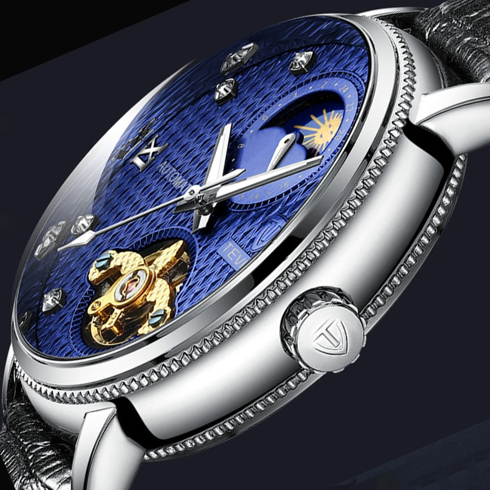 Tevise, роскошный бренд Tourbillon автоматические механические часы водонепроницаемые часы мужские спортивные мужские часы с ветром Relogio Masculino