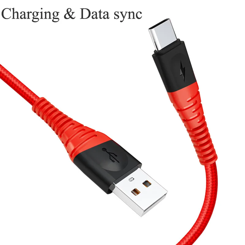 Кабель Micro usb Type C для быстрой зарядки redmi note 7 huawei p30 нейлоновый Плетеный USB-кабель