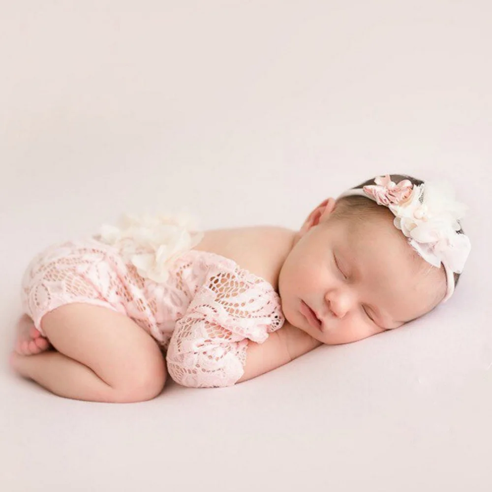 Newborn Photography Clothing Lace Romper+Headband 2Pcs/set Baby Photo Props Accessories Studio Infant Shooting Outfits Costume
