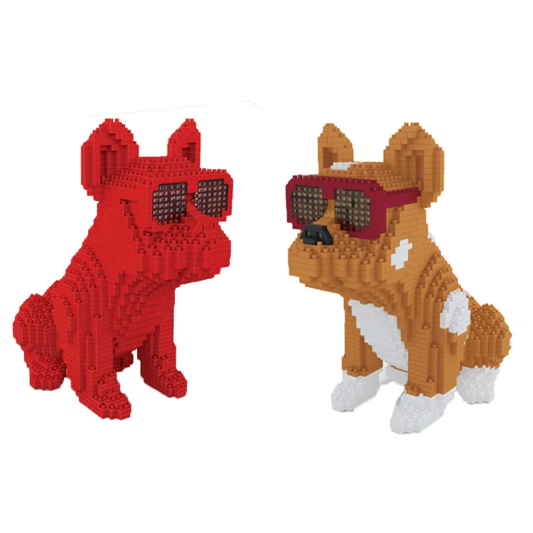 Милые домашние животные бульдог щенок нанокирпичи модель собаки микро алмаз