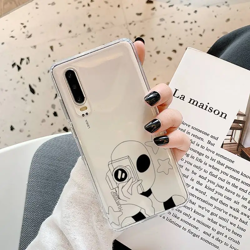

Cartoon alien space Phone Case Transparent for Samsung A71 S9 10 20 HUAWEI p30 40 honor 10i 8x xiaomi note 8 Pro 10t 11