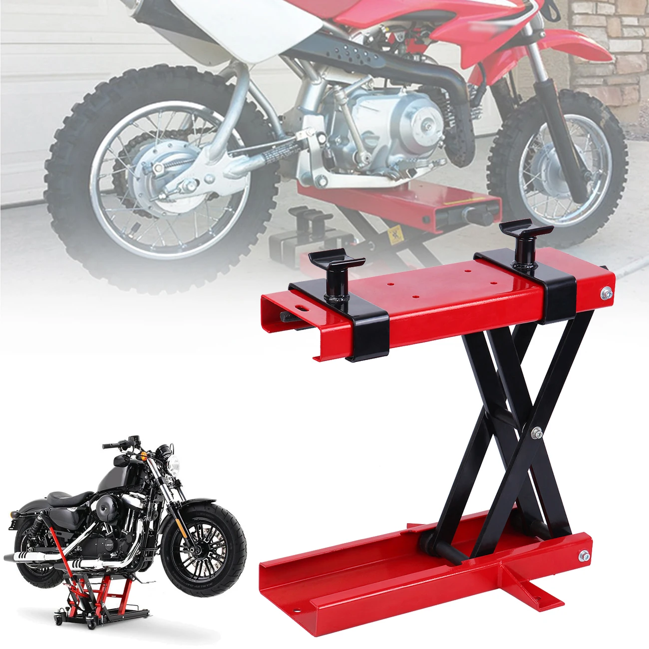 

Samger 500KG Motorcycle Lifting Cranes Adjustable Motorbike Stand Scissor Lift Hoist Jack Repairing Table Mini Lifting Tool