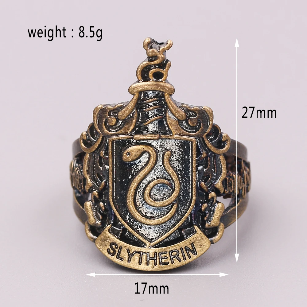 Slytherin Панк мужские готические Хогвартс школьные кольца-значки Дары смерти Золотой снитч, кольцо, винтажное мужское перстень ювелирные изделия - Цвет основного камня: Slytherin