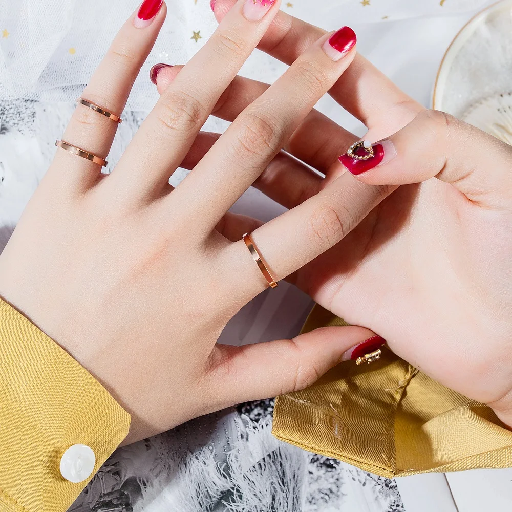 Модные гладкие простые тонкие кольца из нержавеющей стали ювелирные изделия