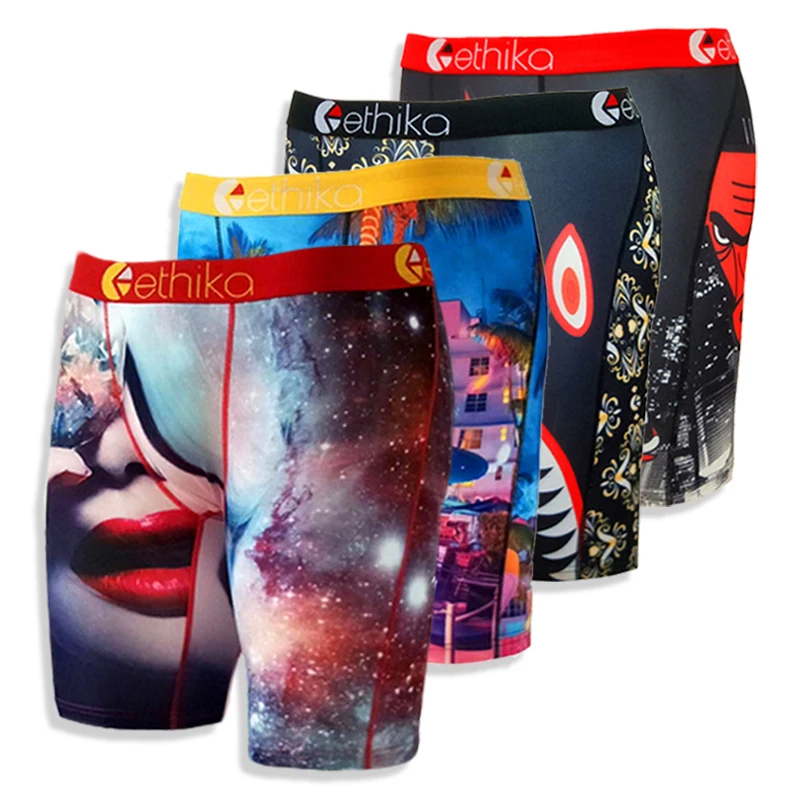 

Нижнее белье Ethika, синие сексуальные мужские дышащие брифы, Дизайнерские Длинные боксеры с рисунком льва, тигра, оптовая продажа по индивиду...