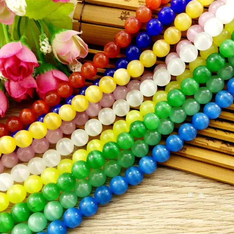 

6mm 12mm Cat's Eye Stone Bead DIY Jewelry Accessories Crystal String Bracelet Material