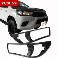 exterior accessories carbon fiber headlights cover for toyota hilux revo 2016 2017 2018
