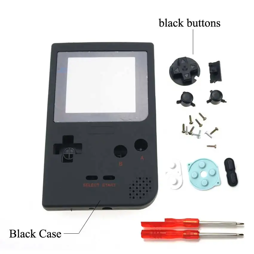 YuXi полный Чехол Корпус Замена для Gameboy Карманная игровая консоль для GBP оболочка с кнопками Набор отверток Инструменты - Цвет: black