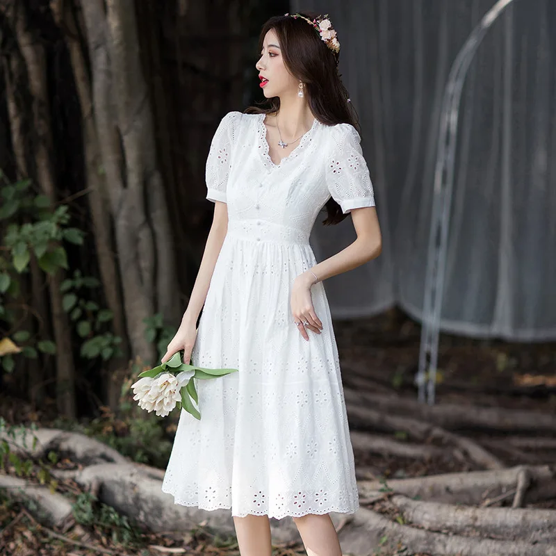 

2021 Autumn Season Fairy Dress Plus-size Women's Fat Sister Lace Show Thin High Sense of Temperament Versatile Fashion Dress