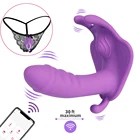 Женский фаллоимитатор в виде бабочки, женский фаллоимитатор с дистанционным управлением через приложение, фаллоимитатор для влагалища с Bluetooth, женские вибраторы для женских пар