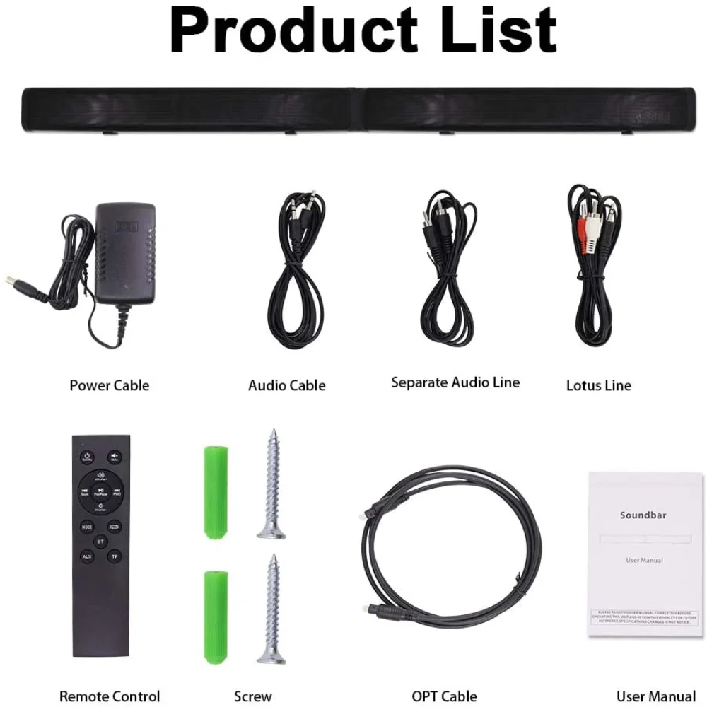 

Soundage Wireless Bluetooth Speaker Adjustable Home TV Theater System Soundbar Stereo Loudspeaker with Remote Control
