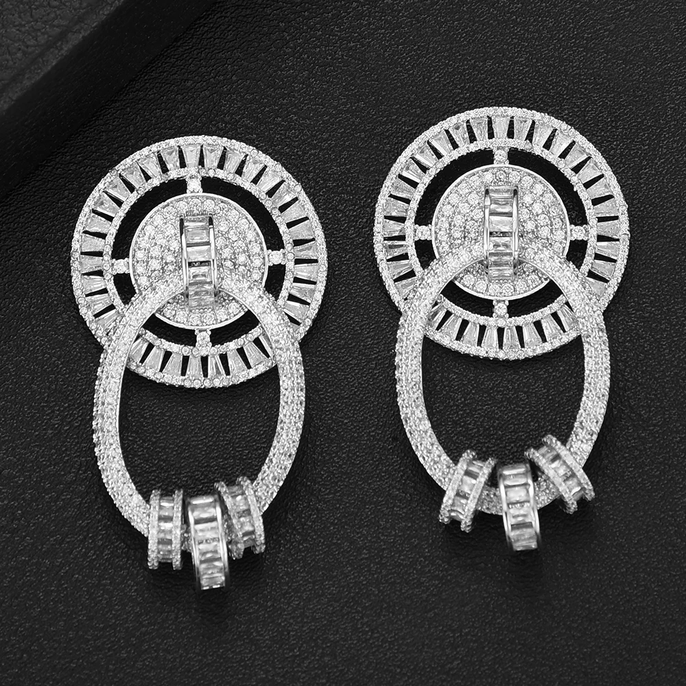 

LARRAURI Hot Charm Shiny Full Top Cubic Zirconia Circle Earrings for Women Noble Symbol Important occasion Essential jewelry
