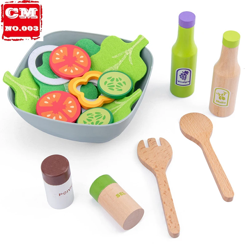 

Children's Kitchen Toys DIY Vegetable Salad Cooking Pretend Play Funny Miniature Food Wooden Toys For Girls Kids Kitchen Toy Set