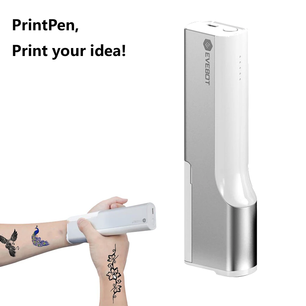 

Evebot Portable Printpen Mini Tattoo Printer Inkjet Pen Portable Handheld Printers Color DIY Printing Pen for Android/IOS #R20