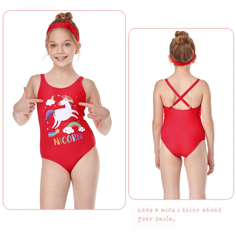 

Children Swimwear One Piece Swimsuit Kids Girl Anime Print Unicorn Swimming Suit 3-12 Years Summer Beachwear 2021 New